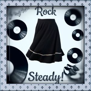 RockSteady Swing Skirt in Black Cream Trim 3X
